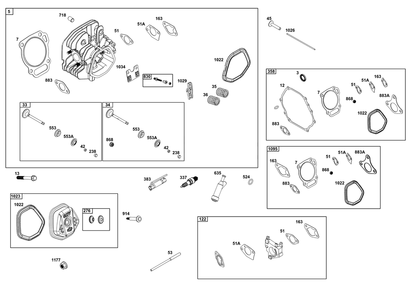 Cylinder Head Group Diagram and Parts List for 25T232-0326-H5 200000 - 399999 Briggs and Stratton Engine